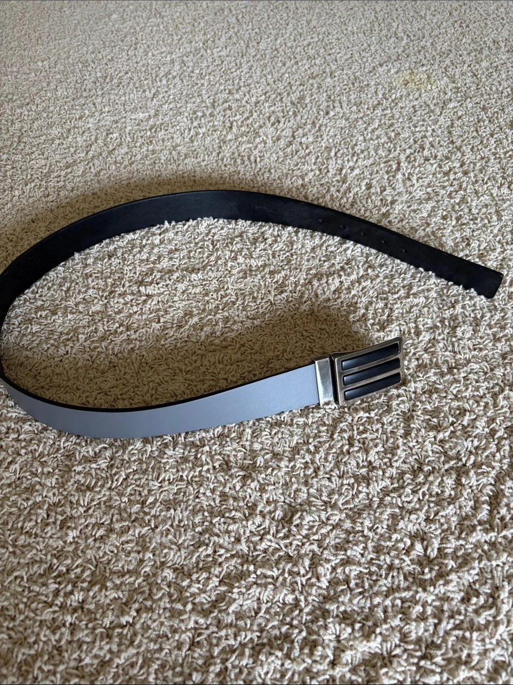 adidas Two-Tone Black and Light Gray Men's Belt with Metal Buckle